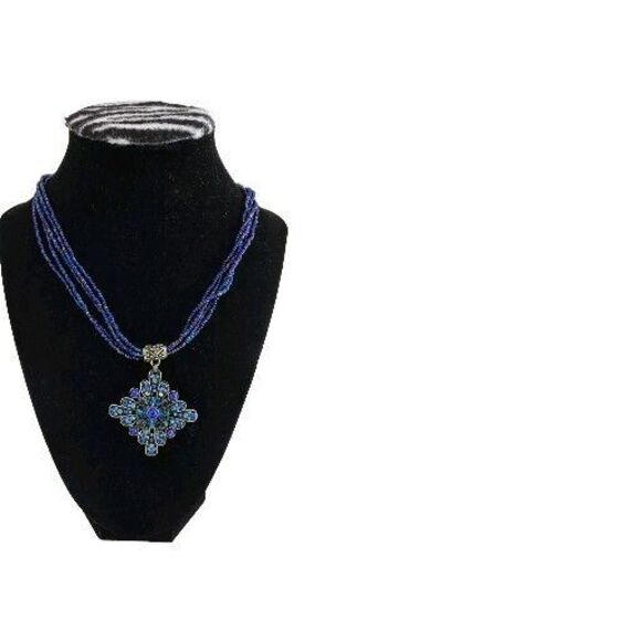 VTG F.A.I.T.H multicolor Rhinestones Pendant Multi Strand Seed Beads Necklace - Picture 6 of 14